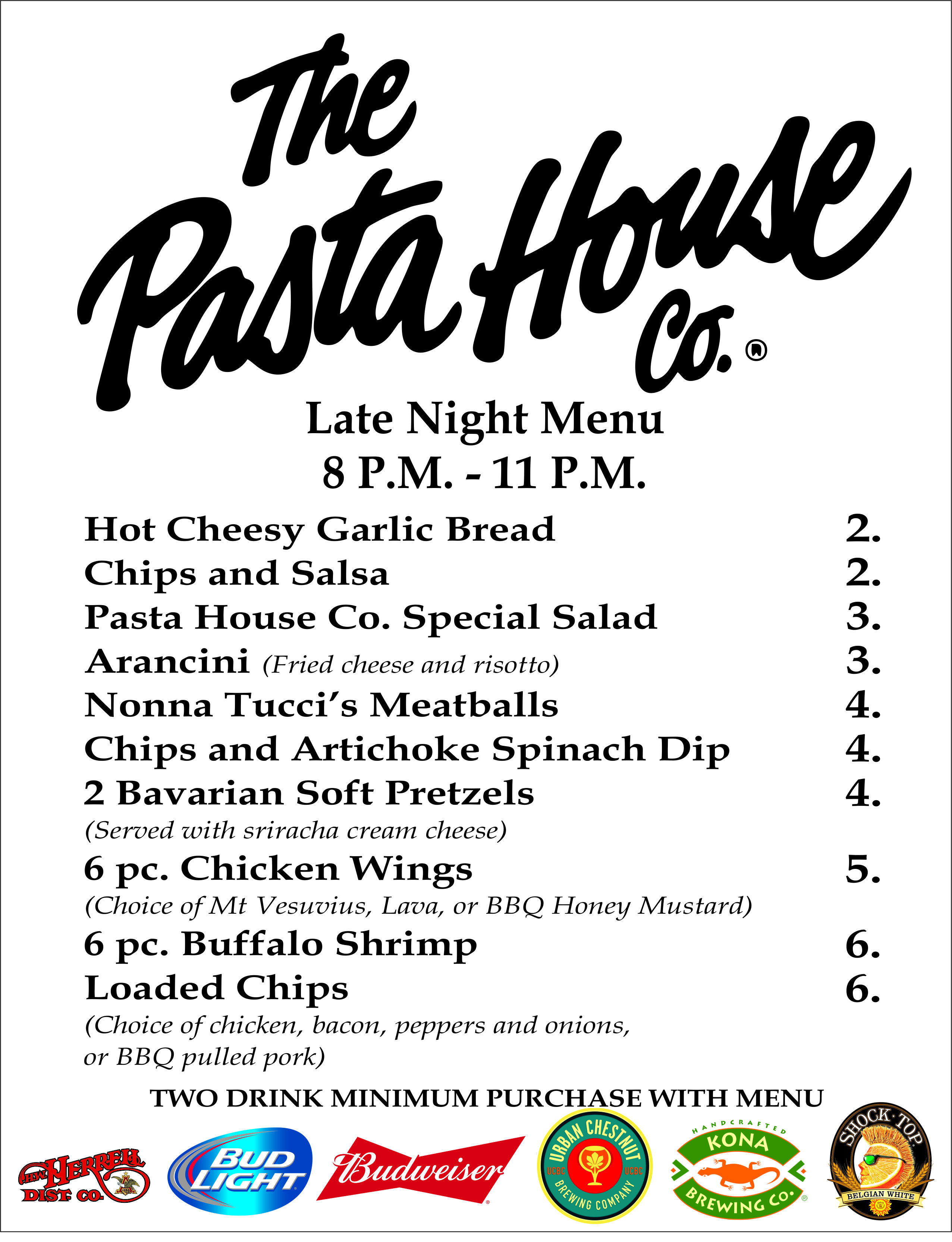 Menus The Pasta House CO in Festus, Missouri